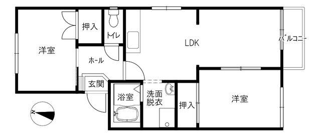 シェモア伏見II(2LDK/2階)の間取り写真