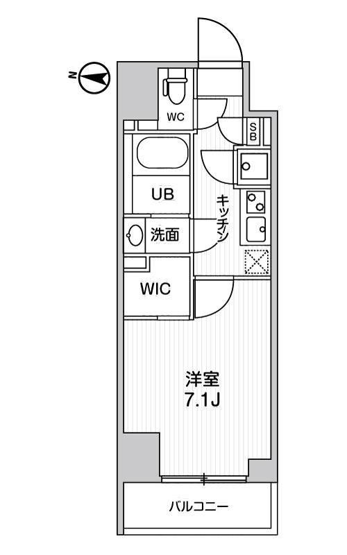ガリシア森下V(1K/7階)の間取り写真