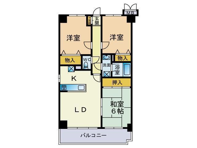 東風壱番館(3LDK/4階)の間取り写真