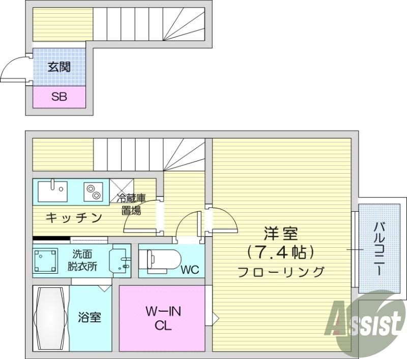 クラス清水沼(1K/2階)の間取り写真