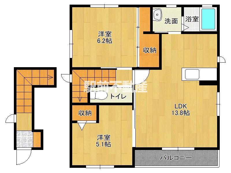 シャーメゾンSUN(2LDK/2階)の間取り写真