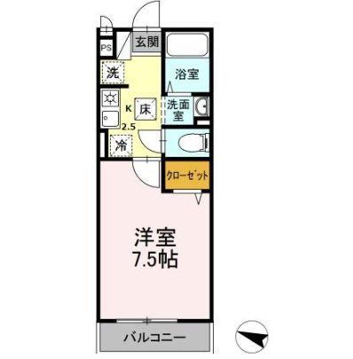 湘南ABSII(1K/2階)の間取り写真