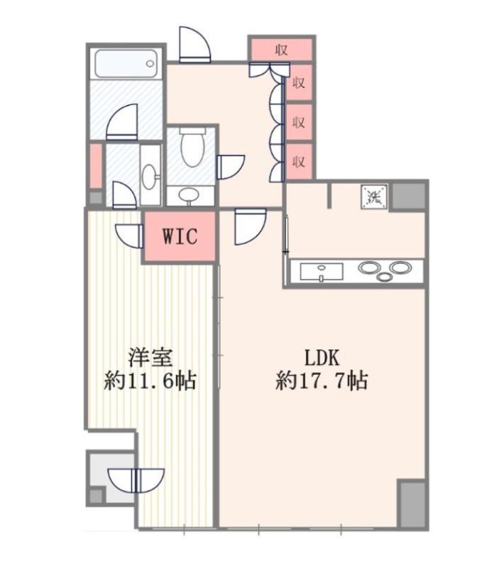 平河町森タワーレジデンス(1LDK/22階)の間取り写真