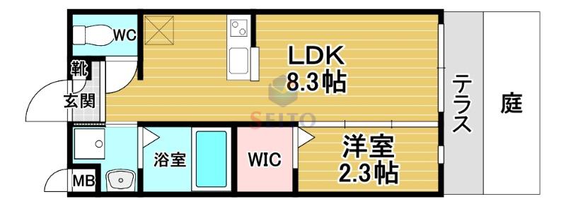 リアコート千里丘Iノース(1LDK/1階)の間取り写真
