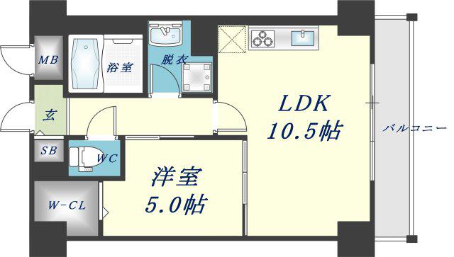 オリーブスクエア(1LDK/4階)の間取り写真