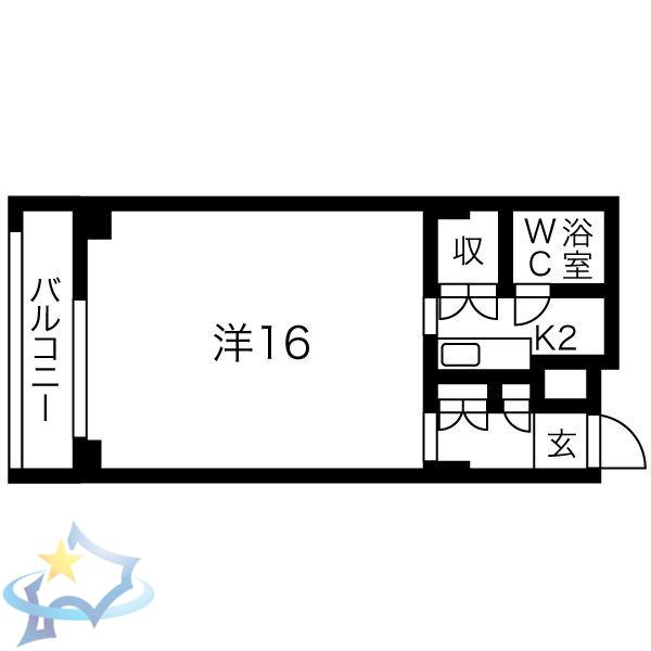 ソーレルハイツ植物園(1K/4階)の間取り写真