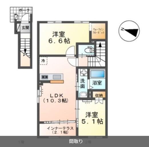 ベルスーズ(2LDK/2階)の間取り写真