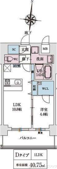 スプランディッド新大阪VIII(1LDK/10階)の間取り写真