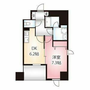 ディアコート白川(1DK/8階)の間取り写真