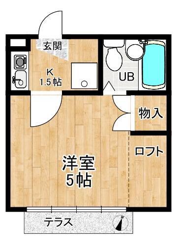 フラット荏子田(1K/1階)の間取り写真
