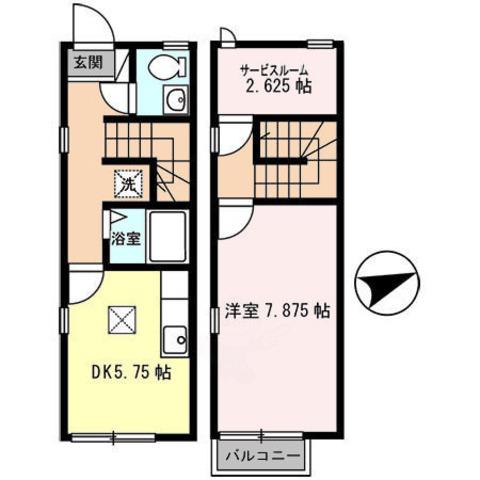 リースランド北条宮の町(2DK/1階)の間取り写真