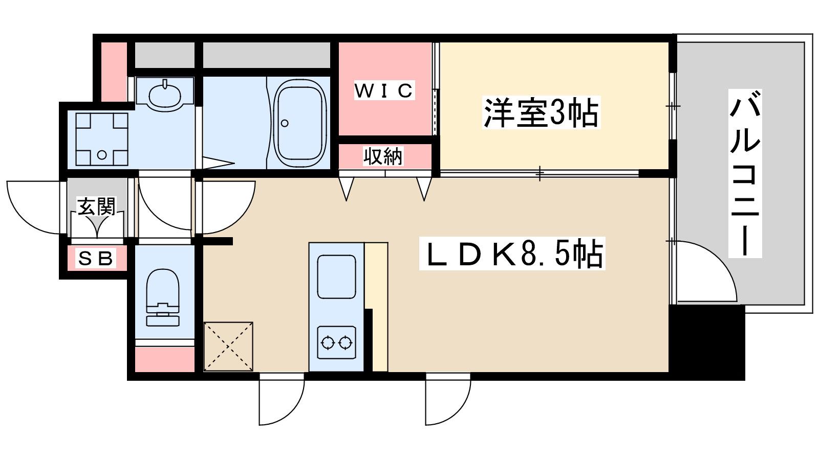 アーバンパーク御幣島(1LDK/8階)の間取り写真