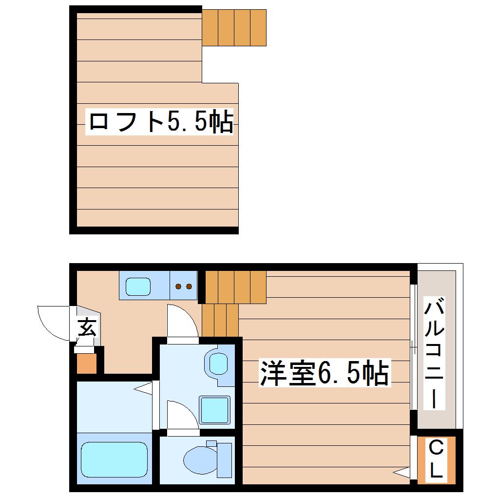 ハーモニーテラス東照宮IV(1K/2階)の間取り写真