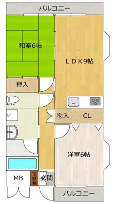 ハイツ下村(2LDK/2階)の間取り写真