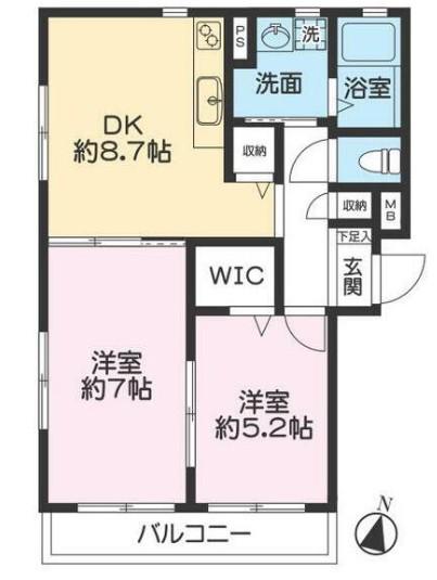 グランドコスモ(2DK/3階)の間取り写真
