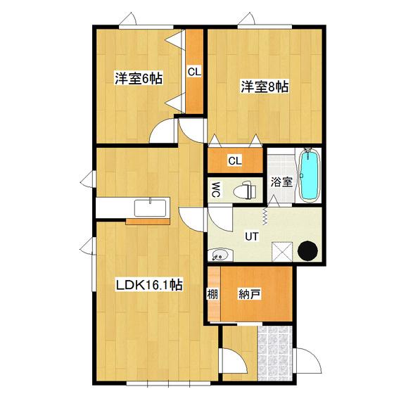プランドールII(2LDK/1階)の間取り写真