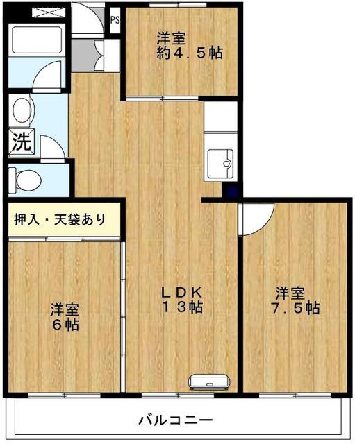 サングリーン2(3LDK/2階)の間取り写真