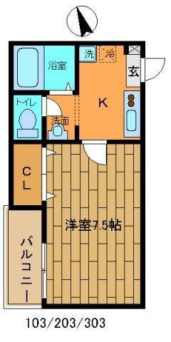 リヴェールナカノ(1K/3階)の間取り写真