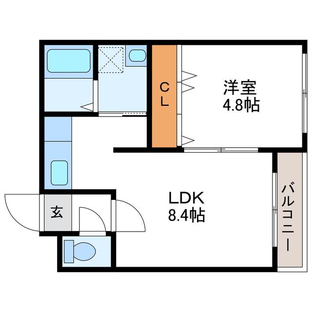 FEERIQUE フェリーク(1LDK/4階)の間取り写真
