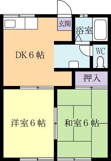 ハイツ広葉杉(2DK/2階)の間取り写真