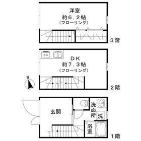 クロススクエア西大井(1DK/1階)の間取り写真