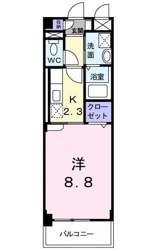 コンフォルト水笠(1K/4階)の間取り写真