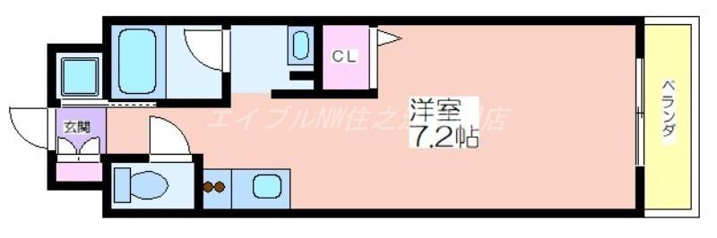 クレド山之内(1K/4階)の間取り写真