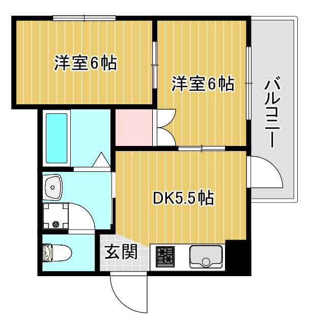 ドエル恵美須(2DK/7階)の間取り写真