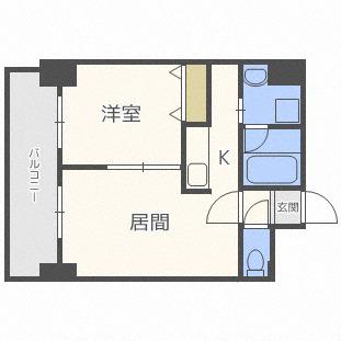 メープル元町(1LDK/4階)の間取り写真