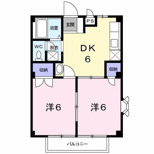 アネックス一由(2DK/2階)の間取り写真