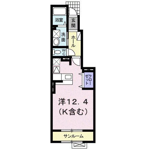 プロムナ-ドK(1K/1階)の間取り写真