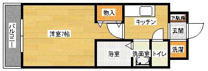 イマニシビル(1K/1階)の間取り写真