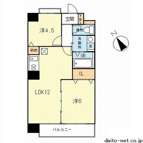 ラ・ルミエール(2LDK/6階)の間取り写真