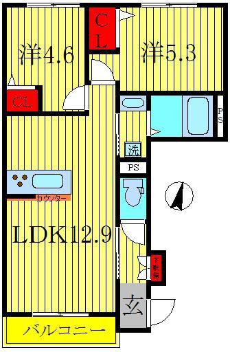 VILLACE ESPESURA(2LDK/1階)の間取り写真
