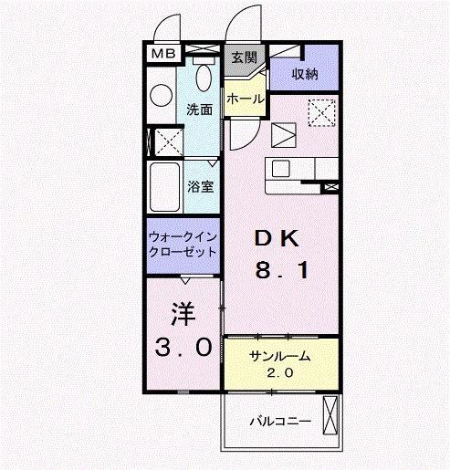 ボヤージュ(1DK/1階)の間取り写真