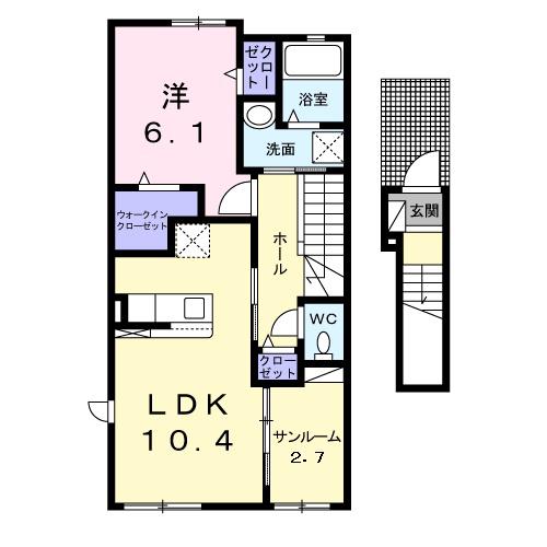 L&C MOCA II(1LDK/2階)の間取り写真