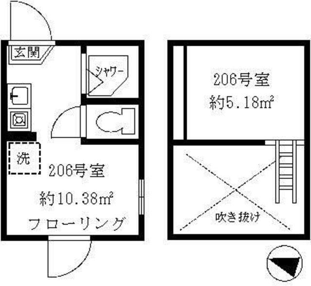 ティ・アーモ ルミナス(ワンルーム/2階)の間取り写真