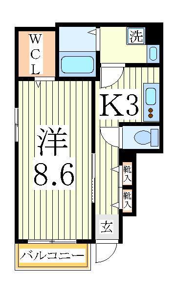 アンクルール南柏(1K/1階)の間取り写真