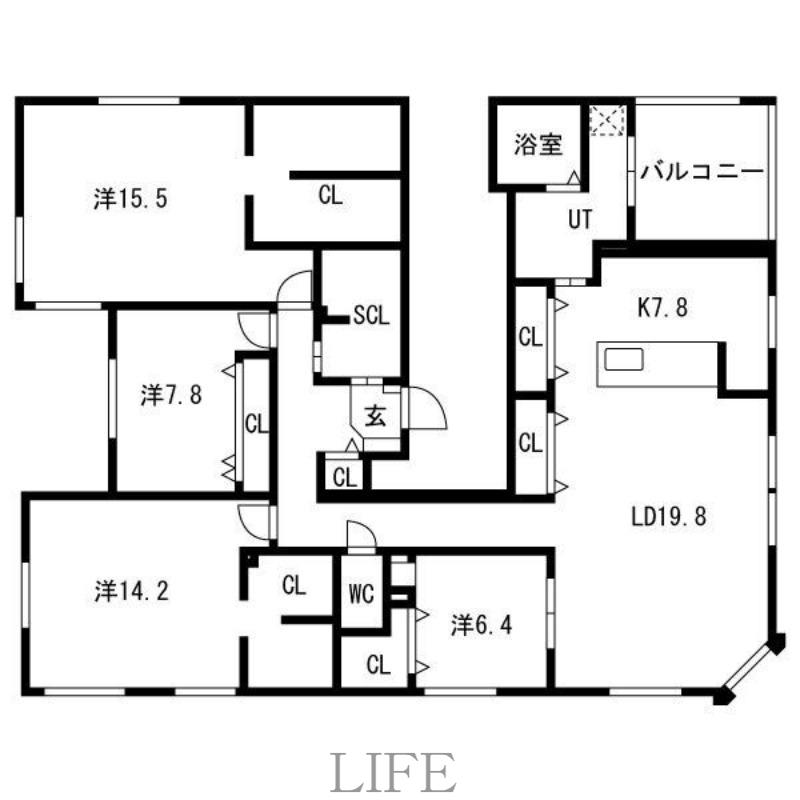 シャルール(4LDK/4階)の間取り写真