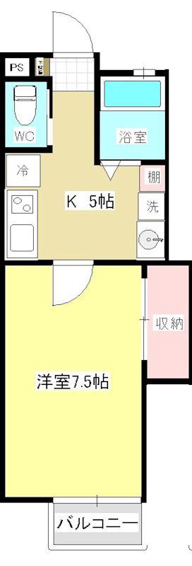 プチメゾン小野D(1K/2階)の間取り写真