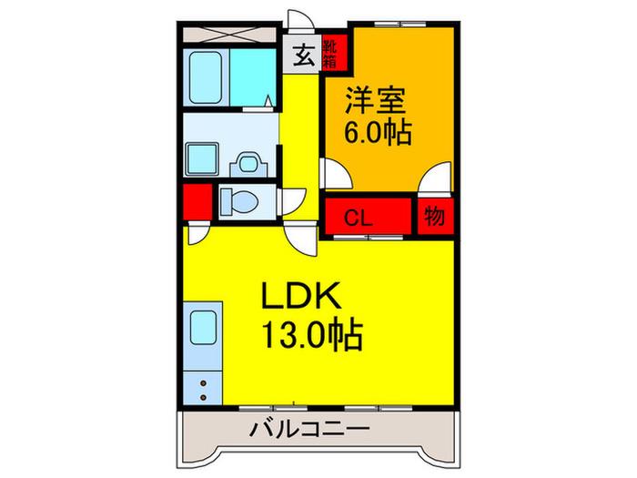 グランデあんご(1LDK/9階)の間取り写真
