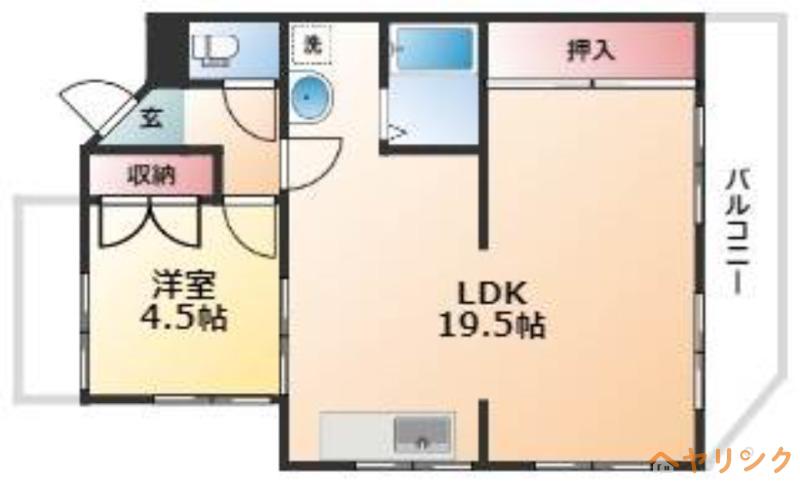 バーダック(1LDK/4階)の間取り写真