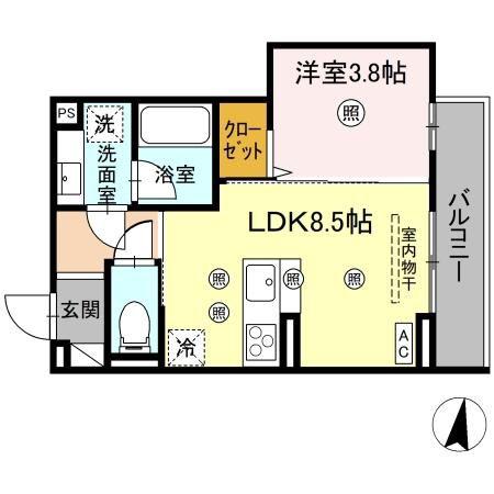 D-RESIDENCE東深津町3丁目(1LDK/2階)の間取り写真