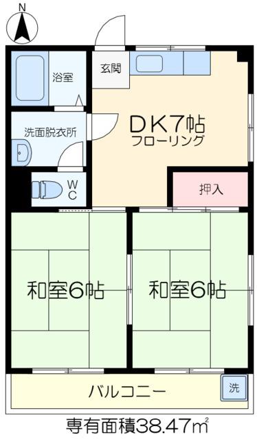 大沢ビル(2DK/2階)の間取り写真
