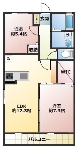 カレント(2LDK/1階)の間取り写真