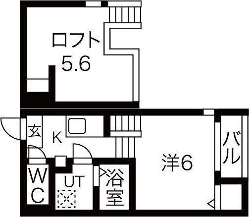 ハーモニーテラス山手町IV(1K/2階)の間取り写真