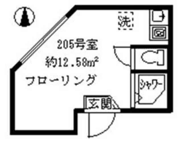 フェリススワロー(ワンルーム/2階)の間取り写真