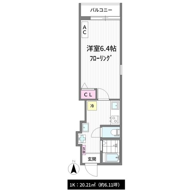 GRAND AILE(1K/2階)の間取り写真