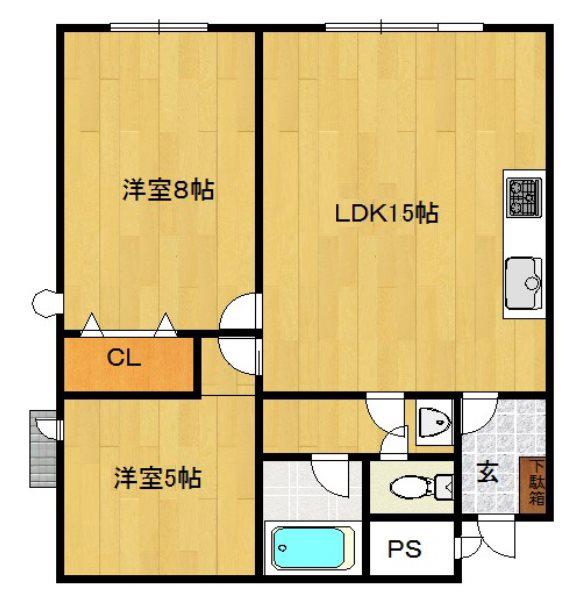 パレロイヤル西陣佐わらび(2LDK/3階)の間取り写真