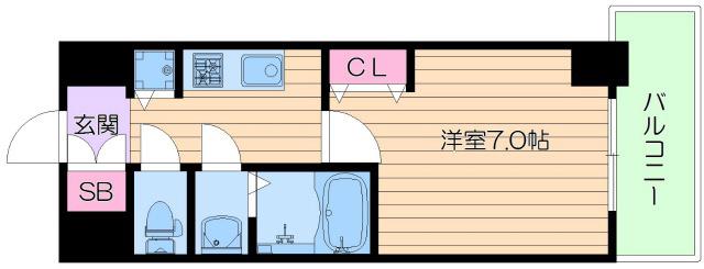 サムティ福島PORTA(1K/7階)の間取り写真